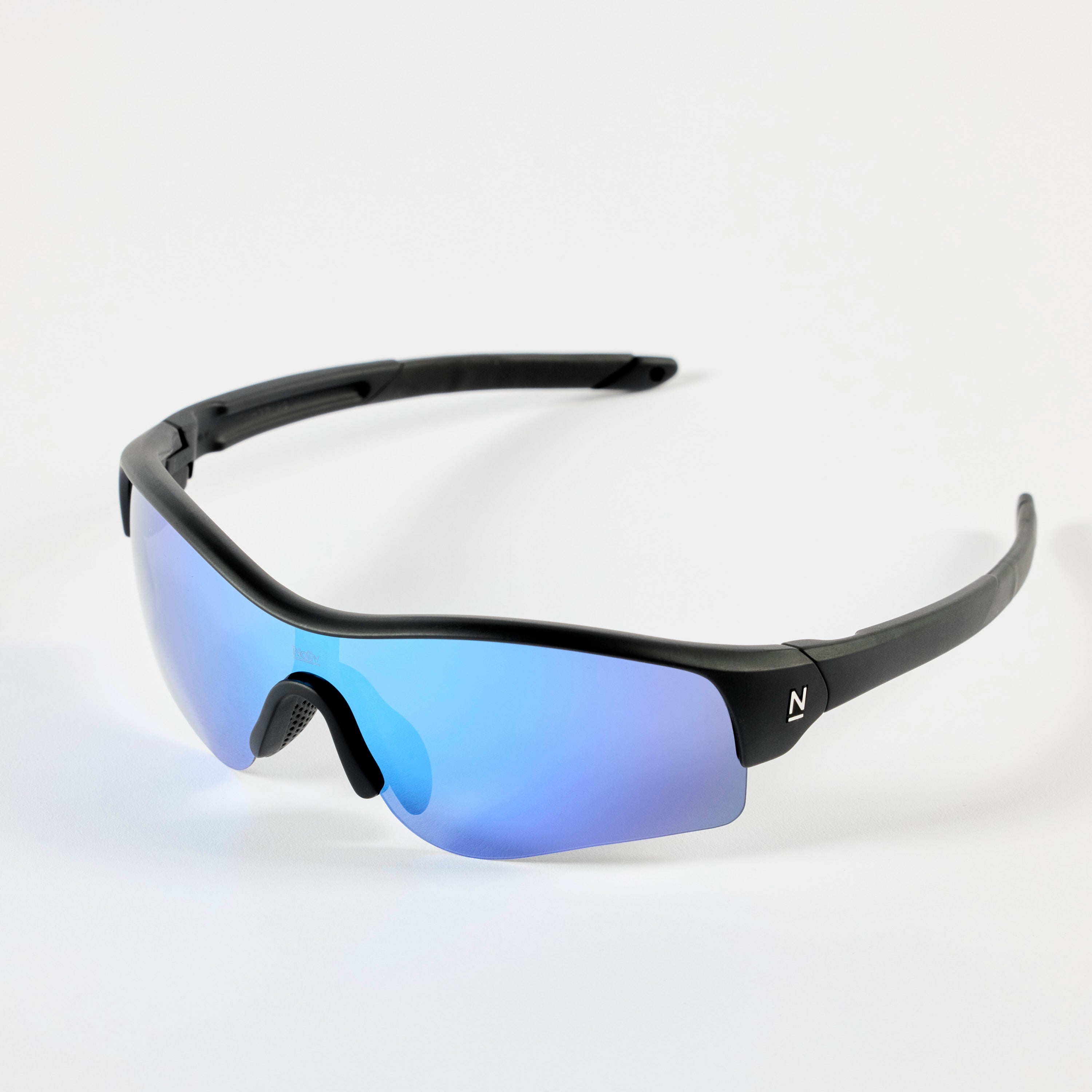 Rev Matte Black / Blue Mirror Polarised Lens Safety Glasses