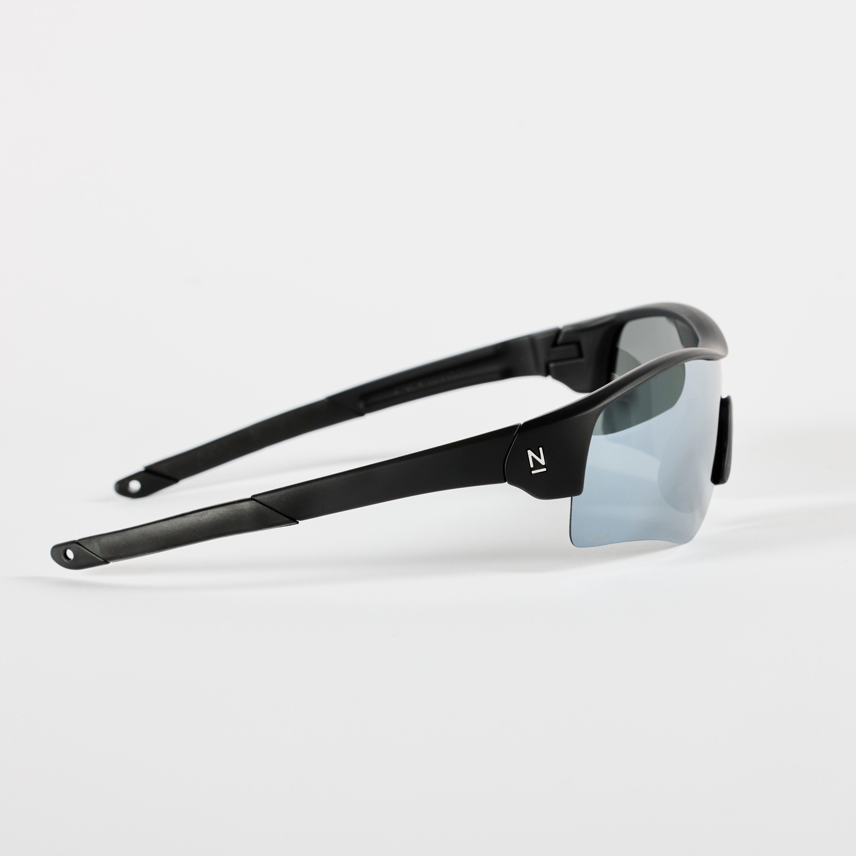 Rev Matte Black / Silver Mirror Polarised Lens Safety Glasses
