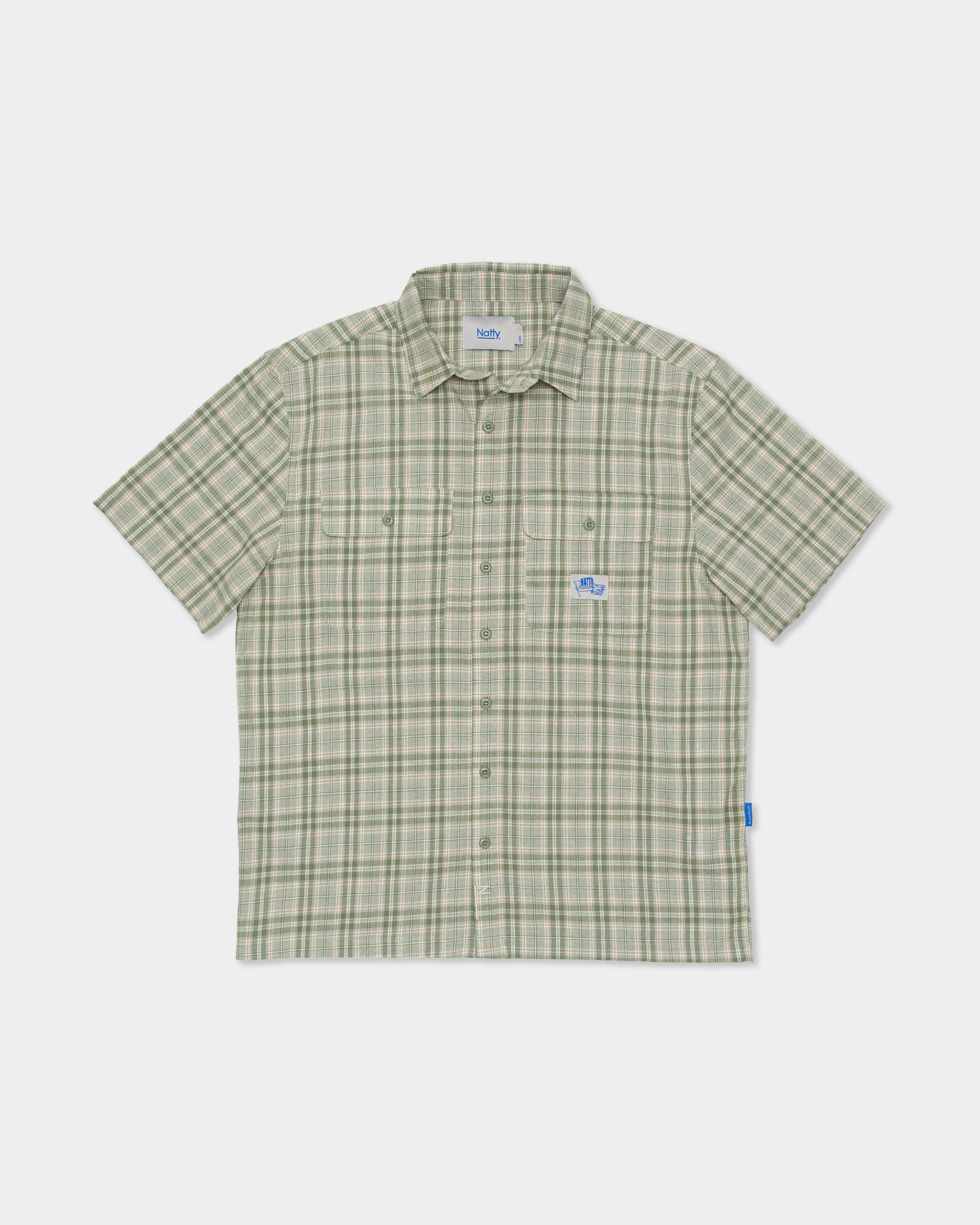 Vice SS Check Shirt - Green Beige