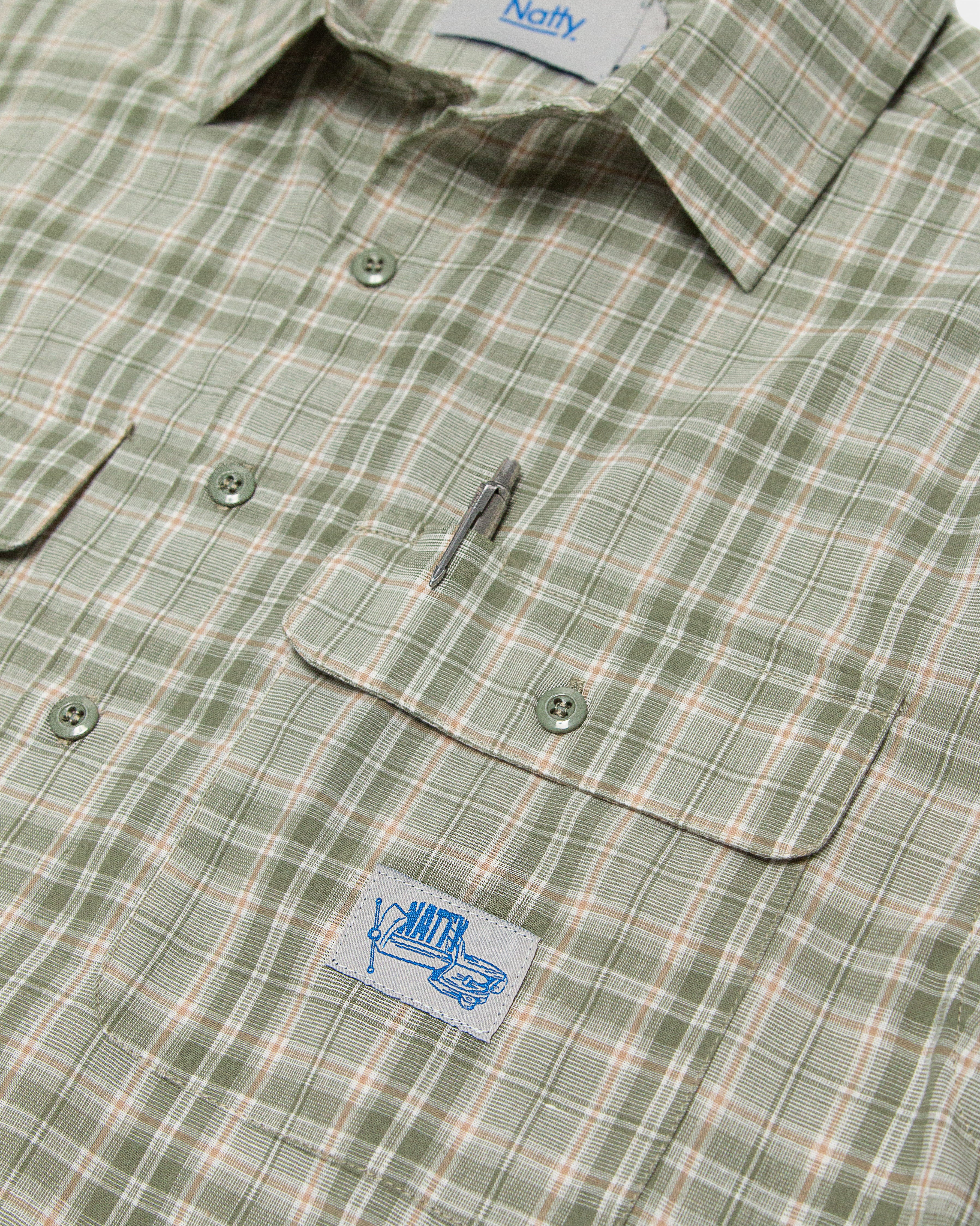 Vice SS Check Shirt - Green Beige