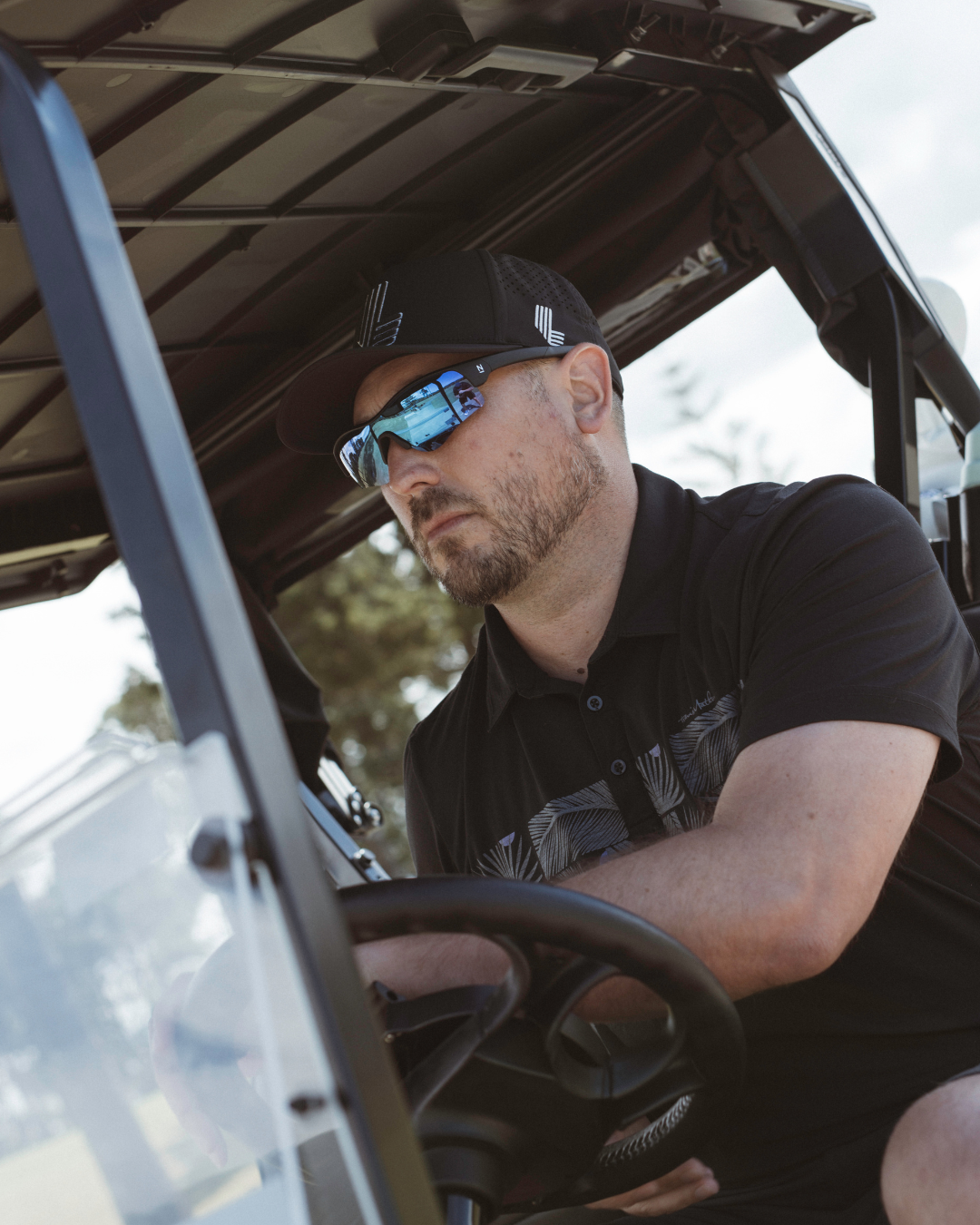Rev Matte Black / Blue Mirror Polarised Lens Safety Glasses