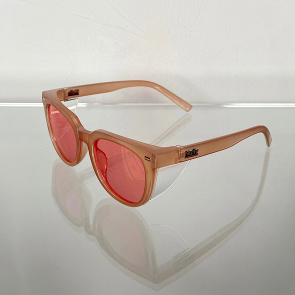 WAREHOUSE SALE: Roys Bone Frame / Pink Lens Safety Glasses