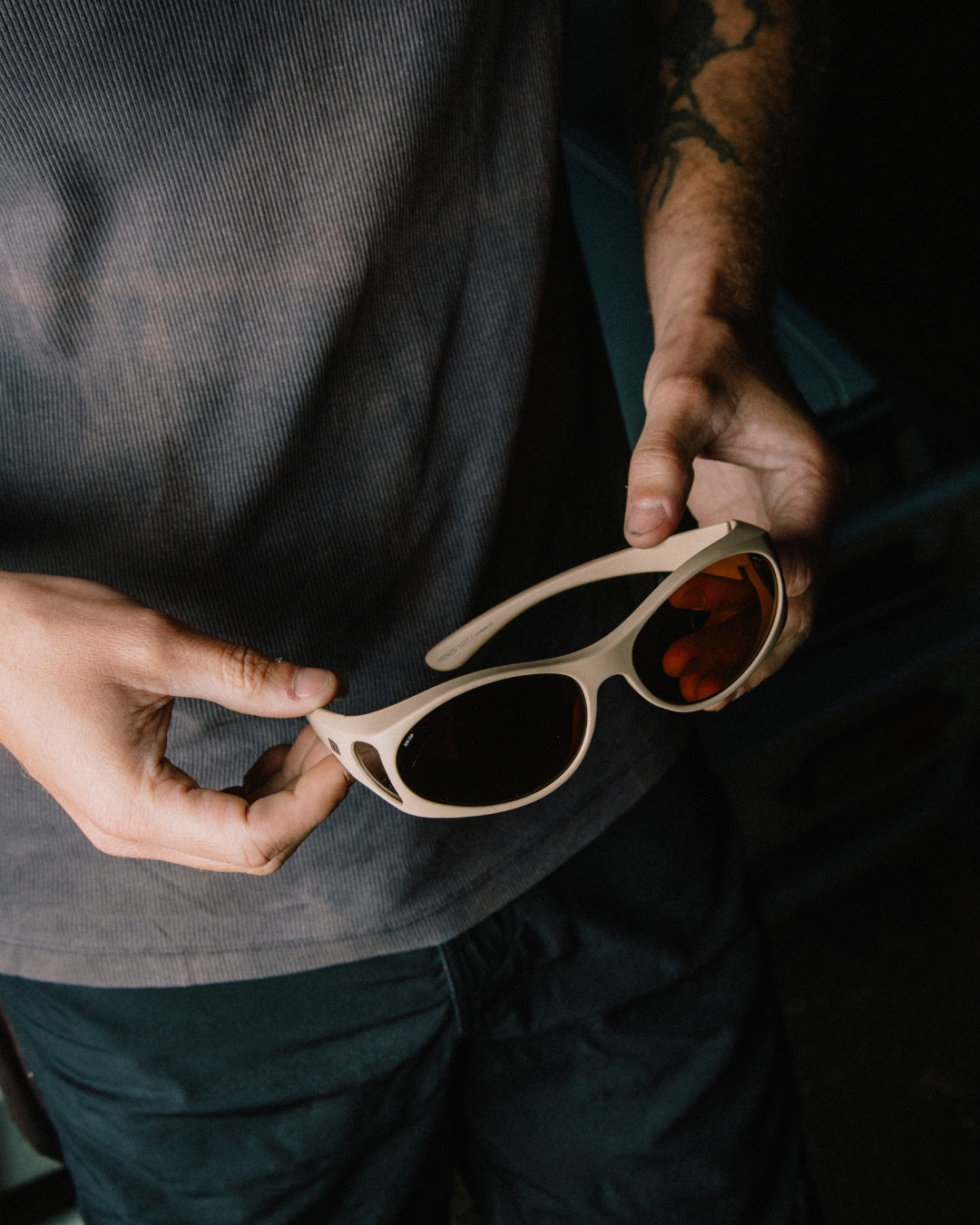Griffs Matte Bone / Brown Polarised Safety Glasses