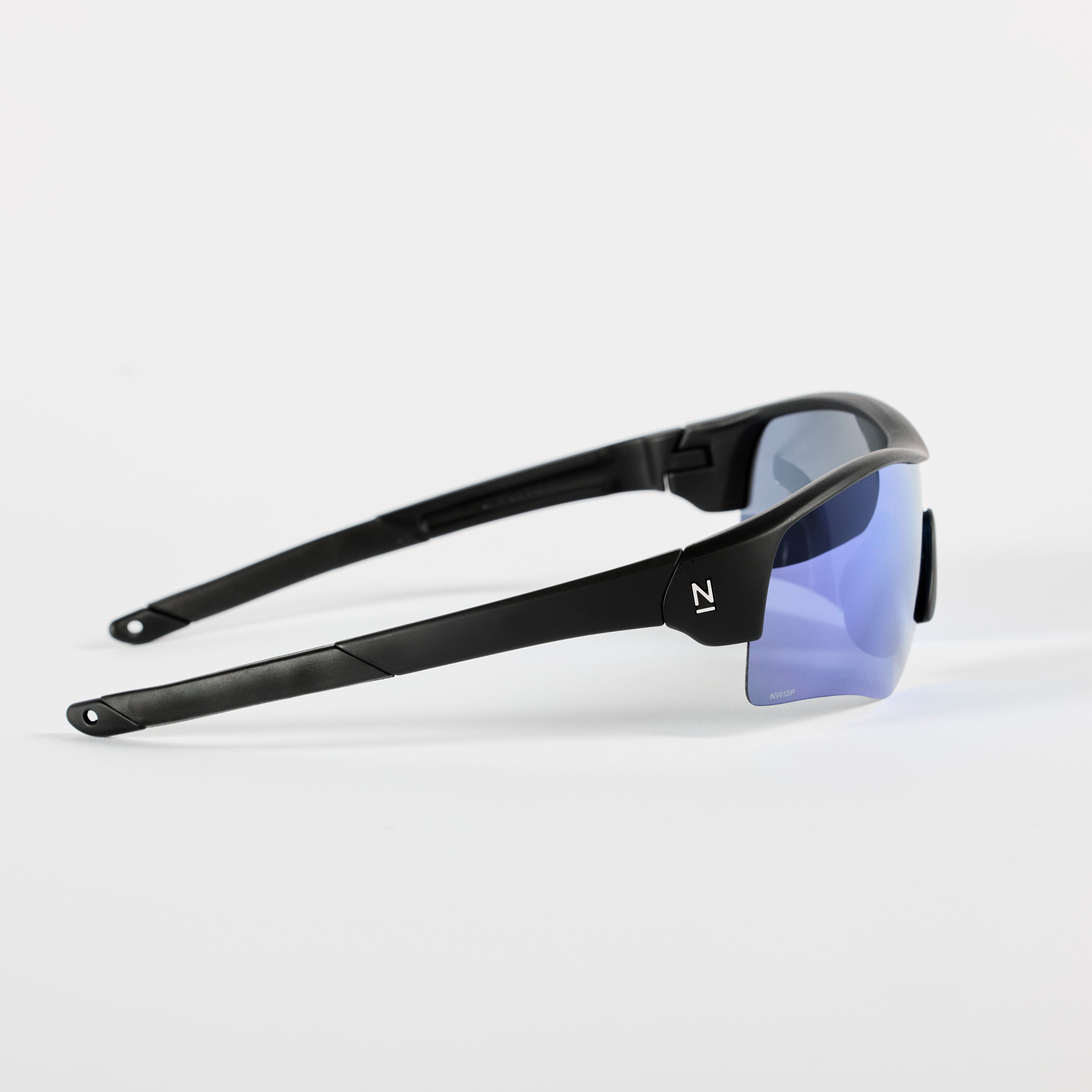Rev Matte Black / Blue Mirror Polarised Lens Safety Glasses