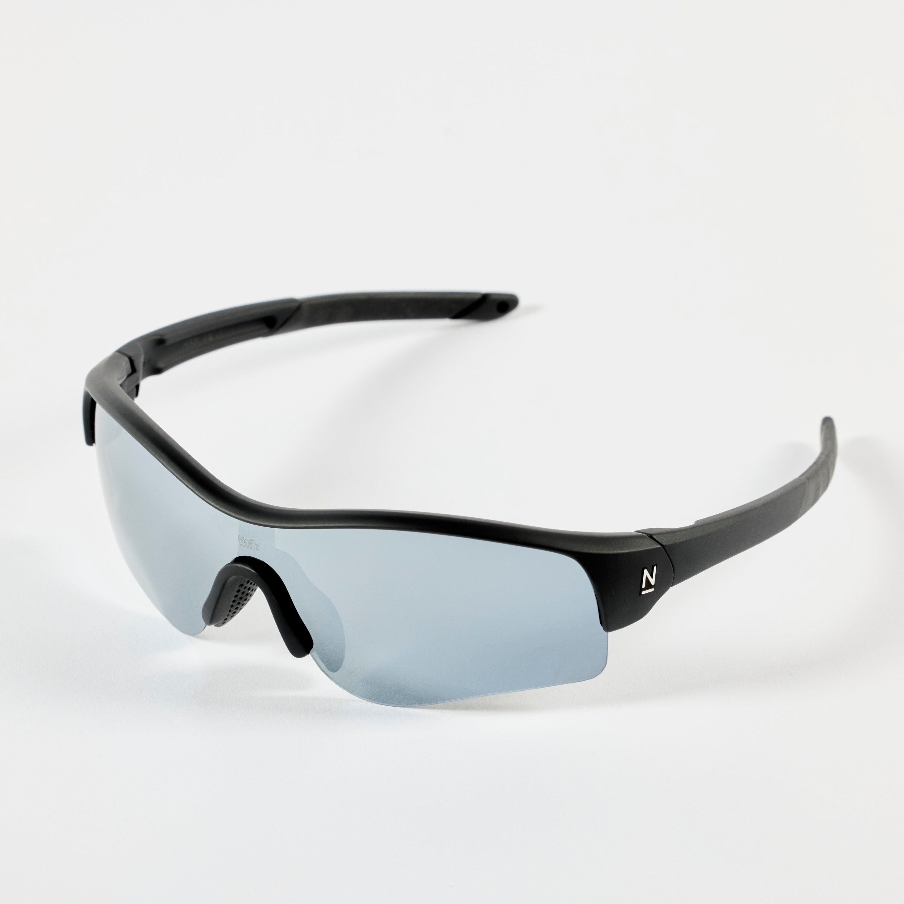 Rev Matte Black / Silver Mirror Polarised Lens Safety Glasses