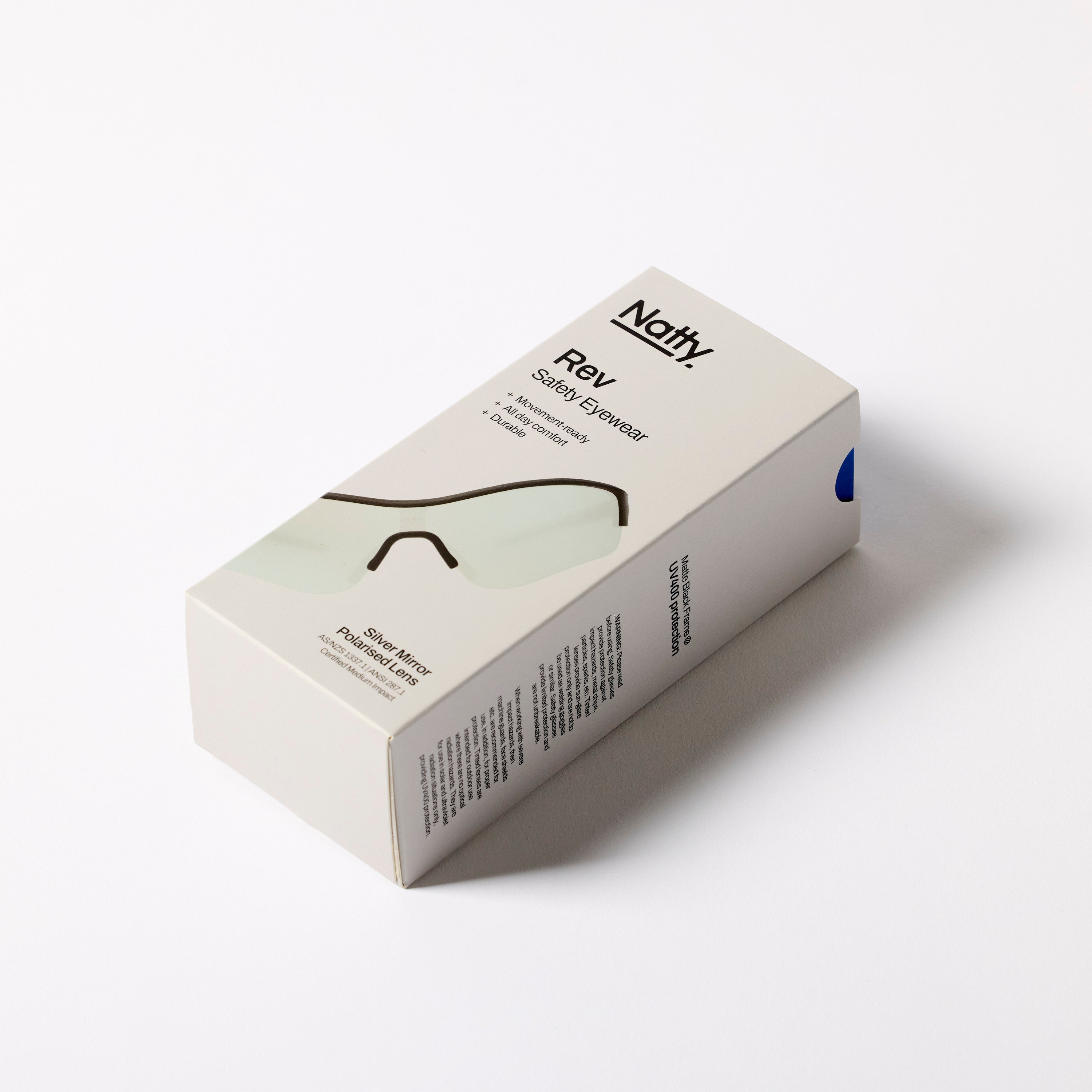 Rev Matte Black / Silver Mirror Polarised Lens Safety Glasses