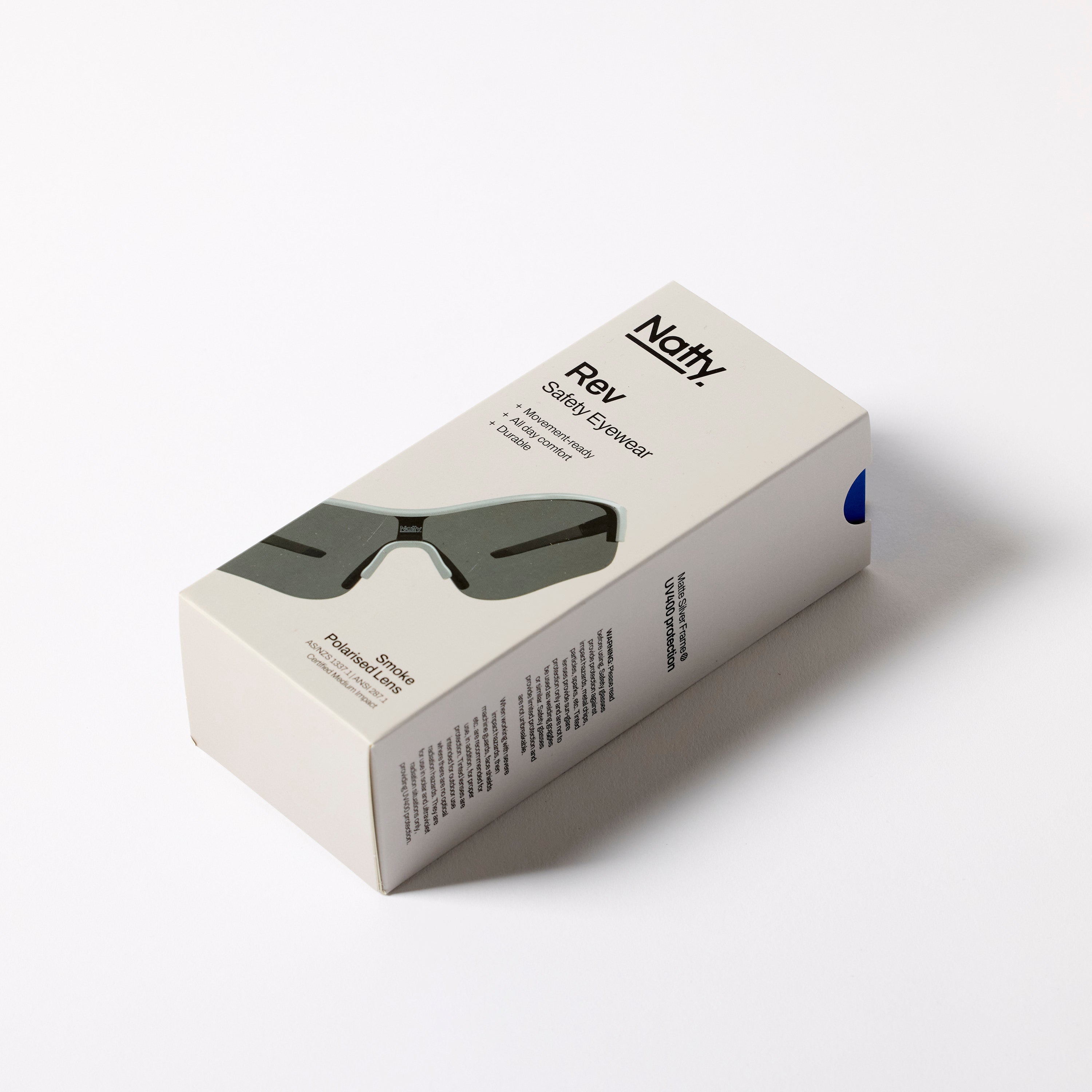 Rev Matte Silver / Smoke Polarised Lens Safety Glasses