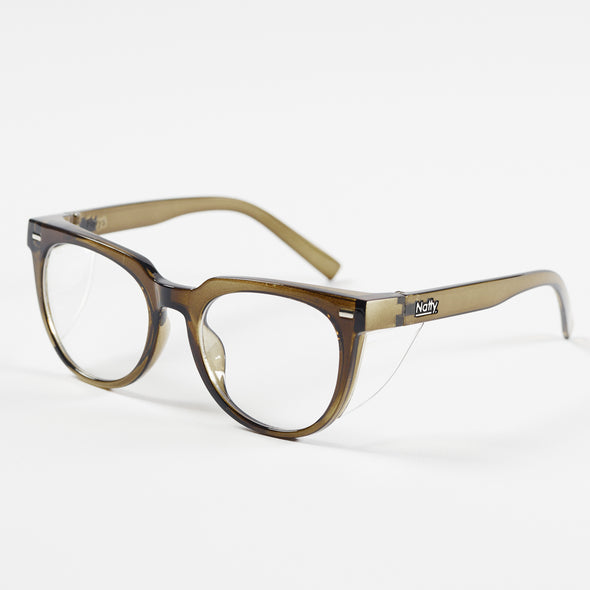 Roys Olive / Clear Lens Safety Glasses