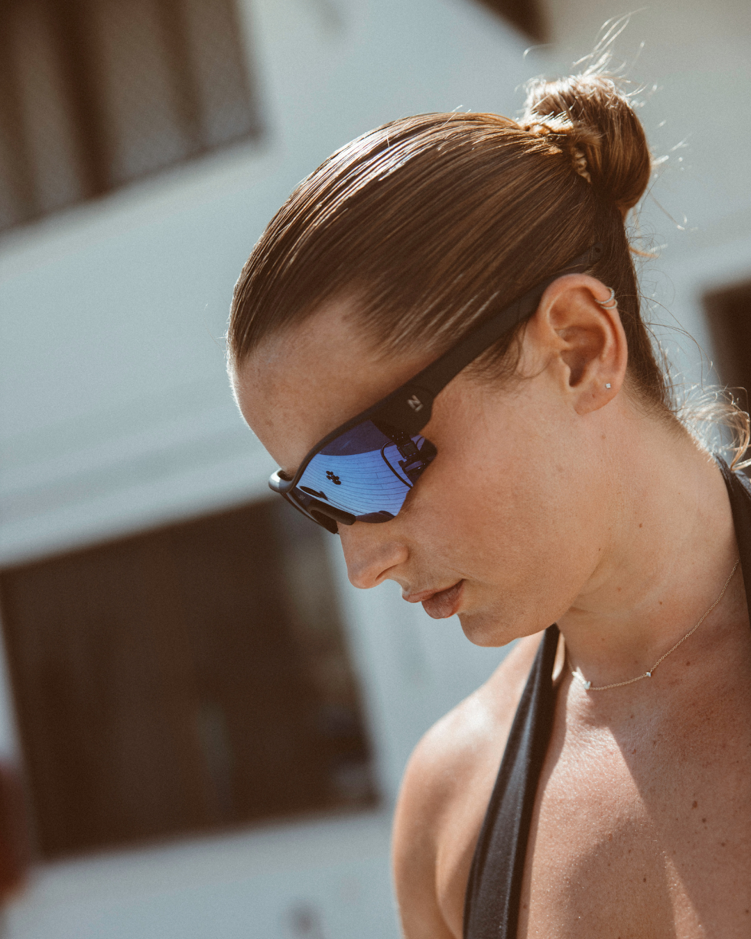 Rev Matte Black / Blue Mirror Polarised Lens Safety Glasses