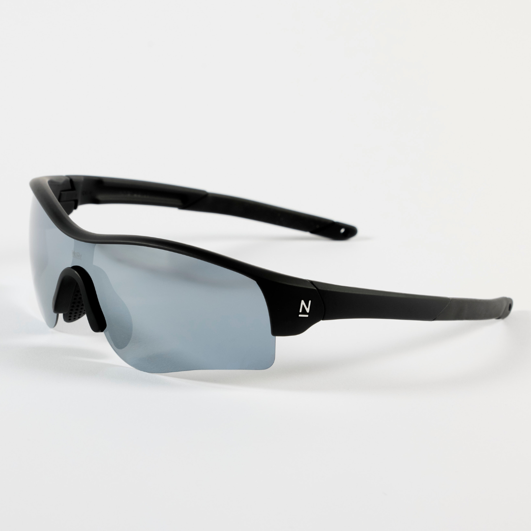 Rev Matte Black / Silver Mirror Polarised Lens Safety Glasses